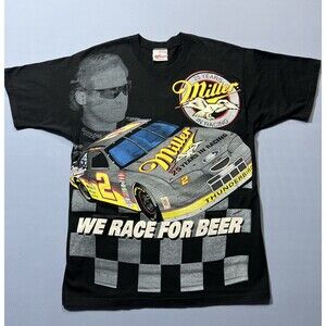 Vintage Mens L Miller Rusty Wallace Nascar AOP We Race For Beer 25 Yrs Chase